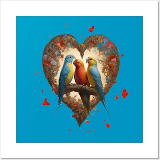 Galentines day and Valentine’s Day parrot romance Posters and Art